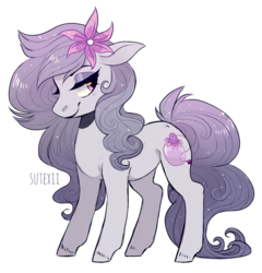Size: 1421x1478 | Tagged: safe, artist:sutexii, oc, oc only, earth pony, pony, flower, solo