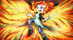 Size: 1442x800 | Tagged: safe, artist:gezawatt, sunset shimmer, equestria girls, g4, my little pony equestria girls: rainbow rocks, my past is not today, female, solo, sunset phoenix, traditional art