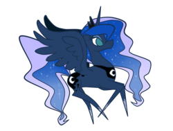 Size: 4361x3298 | Tagged: safe, artist:irethciryatann, princess luna, g4, female, pointy ponies, simple background, solo, spread wings, transparent background