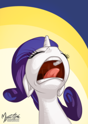 Size: 955x1351 | Tagged: safe, artist:mysticalpha, rarity, pony, unicorn, g4, despair, female, mare, marshmelodrama, nose in the air, open mouth, solo, uvula