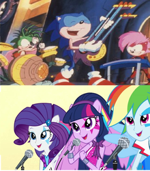 Size: 1280x1452 | Tagged: safe, edit, screencap, rainbow dash, rarity, twilight sparkle, alicorn, equestria girls, g4, my little pony equestria girls: rainbow rocks, comparison, crossover, male, manic the hedgehog, sonia the hedgehog, sonic the hedgehog, sonic the hedgehog (series), sonic underground, twilight sparkle (alicorn)