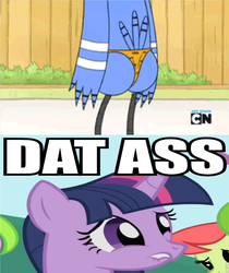 Size: 1632x1944 | Tagged: safe, edit, edited screencap, screencap, apple bloom, twilight sparkle, g4, image macro, male, meme, mordecai, mordetwi, regular show