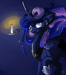 Size: 700x800 | Tagged: safe, artist:nicori, princess luna, g4, candle, female, solo