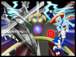 Size: 895x668 | Tagged: safe, artist:brodogz, rainbow dash, g4, crossover, egg emperor, helicopter, lightning, male, request, sonic heroes, sonic the hedgehog, sonic the hedgehog (series)