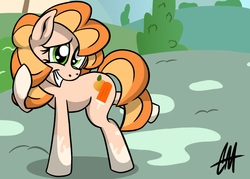 Size: 1280x914 | Tagged: safe, artist:caliginousmane, oc, oc only, oc:peaches n cream, earth pony, pony, earth pony oc, female, mare, palindrome get, solo