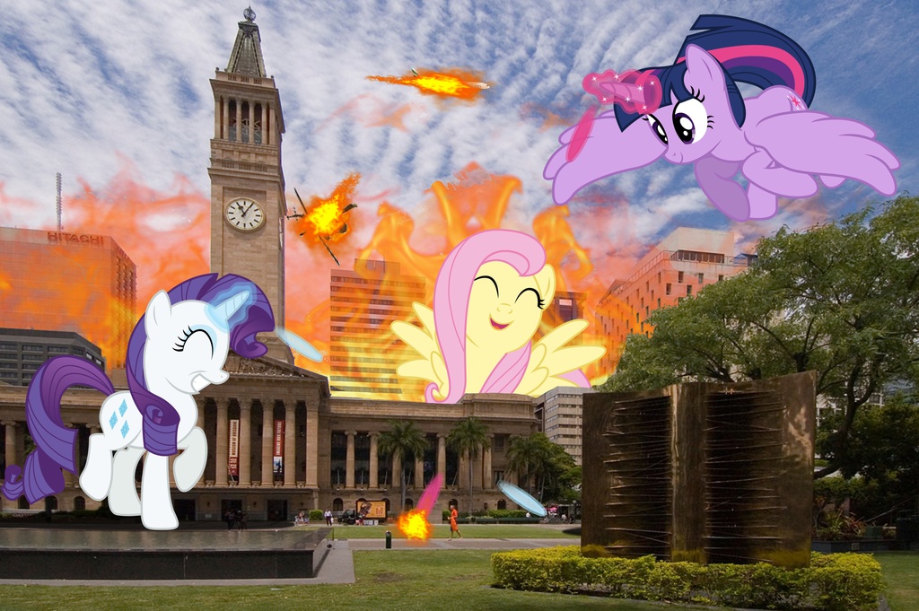 #878433 - semi-grimdark, artist:auskeldeo, fluttershy, rarity, twilight ...