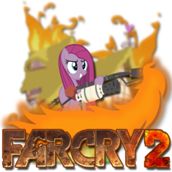 Size: 512x512 | Tagged: safe, pinkie pie, g4, far cry, far cry 2, fire, flamethrower, icon, pinkamena diane pie, some mares just want to watch the world burn, team fortress 2, video game, weapon
