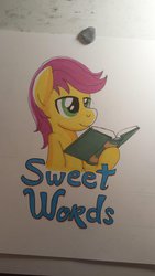 Size: 670x1191 | Tagged: safe, artist:drawponies, oc, oc only, oc:sweet words, earth pony, pony, female, solo, traditional art