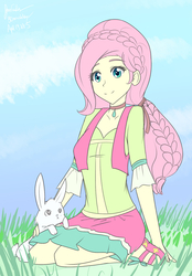 Size: 1280x1836 | Tagged: safe, artist:jonfawkes, fluttershy, rabbit, friendship through the ages, g4, 30 minute art challenge, clothes, folk fluttershy, humanized, skirt