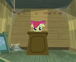 Size: 767x627 | Tagged: safe, screencap, apple bloom, bloom & gloom, g4, female, solo