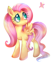 Size: 496x603 | Tagged: safe, artist:nighttame, fluttershy, butterfly, pegasus, pony, g4, female, heart eyes, simple background, solo, transparent background, wingding eyes