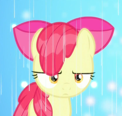 Size: 1113x1059 | Tagged: safe, screencap, apple bloom, earth pony, pony, bloom & gloom, g4, female, rain, reaction image, solo