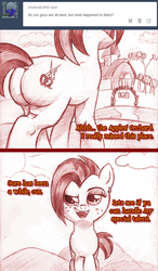 Size: 792x1355 | Tagged: safe, artist:jaxonian, babs seed, earth pony, pony, ask fapplebloom, ask fapplebloom 3, g4, ask, buns seed, butt, comic, explicit source, female, filly, foal, large butt, monochrome, piercing, plot, this will end in tears, tumblr