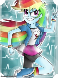 Size: 768x1024 | Tagged: safe, artist:shootingfeather, rainbow dash, equestria girls, g4, my little pony equestria girls: rainbow rocks, female, grin, solo