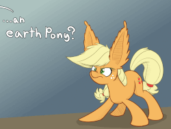 Size: 1000x750 | Tagged: safe, artist:heir-of-rick, applejack, daily apple pony, g4, animated, dialogue, female, impossibly large ears, phineas and ferb, scene parody, solo
