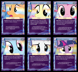 Size: 1024x954 | Tagged: safe, enterplay, applejack, fluttershy, pinkie pie, rainbow dash, rarity, twilight sparkle, absolute discord, g4, my little pony collectible card game, ccg, mane six