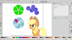 Size: 1366x768 | Tagged: safe, artist:parclytaxel, applejack, oc, g4, cutie mark, element of honesty, inkscape, linux, sad, screenshots, simple background, trisquel, vector, white background, wip