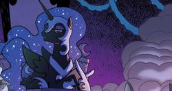 Size: 1019x544 | Tagged: safe, artist:tony fleecs, idw, official comic, nightmare moon, alicorn, pony, fiendship is magic #4, g4, my little pony: fiendship is magic, spoiler:comic, ethereal mane, female, mare, solo, starry mane