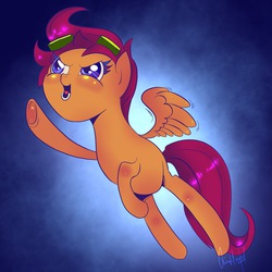 Size: 1723x1723 | Tagged: safe, artist:aimihanibal, scootaloo, g4, 30 minute art challenge, cute, cutealoo, flying, goggles, scootaloo can fly, scootalove