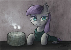 Size: 2400x1700 | Tagged: safe, artist:darkdoomer, boulder (g4), maud pie, g4, cake, concrete, happy birthday, rock