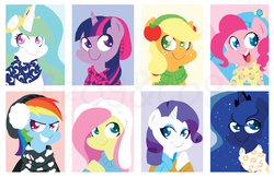 Size: 1200x776 | Tagged: safe, artist:coggler, applejack, fluttershy, pinkie pie, princess celestia, princess luna, rainbow dash, rarity, twilight sparkle, g4, mane six