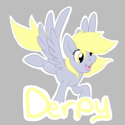 Size: 1280x1280 | Tagged: safe, artist:velocityraptor, derpy hooves, pegasus, pony, g4, female, flying, mare, smiling, solo