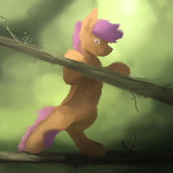 Size: 1836x1834 | Tagged: safe, artist:fuzzyfox11, scootaloo, g4, female, fluffy, forest, solo