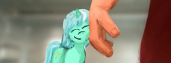 Size: 1065x393 | Tagged: safe, artist:euphreana, lyra heartstrings, g4, crossover, cute, eyes closed, hand, lyrabetes, nuzzling, smiling, wreck-it ralph