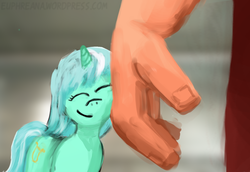 Size: 1287x886 | Tagged: safe, artist:euphreana, lyra heartstrings, pony, unicorn, g4, crossover, duo, hand, that pony sure does love hands, wreck-it ralph