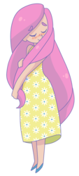 Size: 484x1068 | Tagged: safe, artist:looji, fluttershy, human, g4, blushing, female, humanized, solo