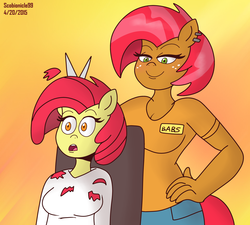 Size: 4000x3600 | Tagged: safe, artist:scobionicle99, apple bloom, babs seed, anthro, bloom and gloom, g4, barber, haircut, scissors