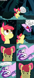 Size: 900x2020 | Tagged: safe, artist:tralalayla, apple bloom, starlight glimmer, earth pony, pony, unicorn, bloom & gloom, g4, bruh, comic, dialogue, female, filly, foal, mare, shenanigans, this will end in communism