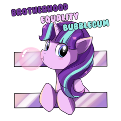 Size: 1200x1200 | Tagged: safe, artist:keterok, starlight glimmer, pony, unicorn, g4, the cutie map, blushing, bubblegum, cute, equal sign, female, glimmerbetes, leaning, looking at you, mare, smiling, solo