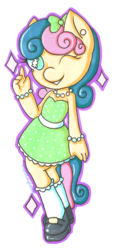 Size: 933x1920 | Tagged: safe, artist:matteglaze, bon bon, sweetie drops, earth pony, anthro, unguligrade anthro, g4, bipedal, clothes, dress, hand, retro, simple background, traditional art, transparent background, wingding eyes