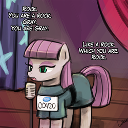 Size: 750x750 | Tagged: safe, artist:lumineko, maud pie, earth pony, pony, g4, 30 minute art challenge, 420, american idol, clothes, dialogue, female, mare, poetry, solo