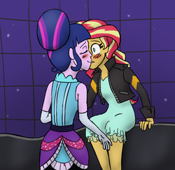 Size: 579x563 | Tagged: safe, artist:catlover1672, sunset shimmer, twilight sparkle, equestria girls, friendship through the ages, g4, my little pony equestria girls: rainbow rocks, female, lesbian, ship:sunsetsparkle, shipping, twilight sparkle (alicorn)