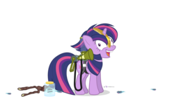 Size: 980x560 | Tagged: safe, artist:dm29, twilight sparkle, alicorn, pony, twittermite, bloom & gloom, castle sweet castle, g4, the cutie map, alternate hairstyle, crossing the memes, derp, equal cutie mark, female, horn, horn impalement, i didn't listen, i'm pancake, jar, mare, pest control gear, punklight sparkle, simple background, solo, staff, staff of sameness, the meme continues, the story so far of season 5, this isn't even my final form, transparent background, twilight sparkle (alicorn)