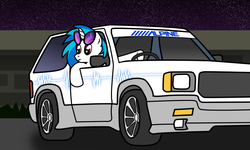 Size: 1200x720 | Tagged: safe, artist:mindofnoodles, dj pon-3, vinyl scratch, g4, car, female, gmc, gmc typhoon, solo