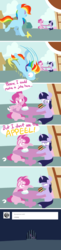 Size: 600x2450 | Tagged: safe, artist:frostedwarlock, pinkie pie, rainbow dash, twilight sparkle, g4, comic, pun, tumblr