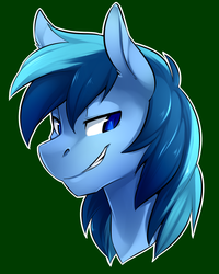 Size: 1024x1280 | Tagged: safe, artist:duskyamore, oc, oc only, oc:umami stale, pony, grin, looking away, male, portrait, solo, stallion