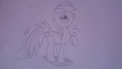 Size: 3840x2160 | Tagged: safe, artist:norikago, rainbow dash, g4, female, high res, monochrome, solo, traditional art