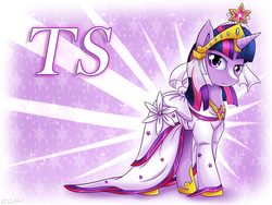 Size: 2000x1500 | Tagged: safe, artist:vavacung, twilight sparkle, g4, big crown thingy, clothes, dress, female, solo, wedding dress