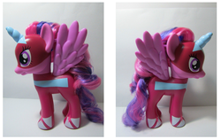 Size: 787x495 | Tagged: safe, twilight sparkle, alicorn, pony, g4, doll, female, mare, masked matter-horn costume, toy, twilight sparkle (alicorn)