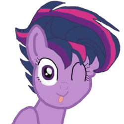 Size: 300x300 | Tagged: safe, artist:robbobjablo, artist:thewatchfulpony, twilight sparkle, alicorn, pony, castle sweet castle, g4, alternate hairstyle, female, mare, punklight sparkle, solo, twilight sparkle (alicorn)