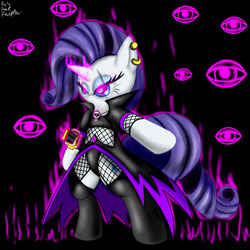 Size: 1280x1280 | Tagged: safe, artist:paulpeopless, rarity, g4, anime, bipedal, clothes, crossover, evil rarity, female, magic, overpowered, solo