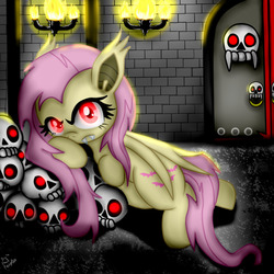 Size: 1280x1280 | Tagged: safe, artist:paulpeopless, fluttershy, g4, castle, female, flutterbat, solo