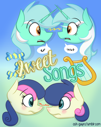 Size: 1024x1280 | Tagged: safe, artist:artsyambi, bon bon, lyra heartstrings, sweetie drops, earth pony, pony, g4, rule 63, self ponidox