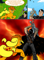 Size: 3400x4679 | Tagged: safe, artist:razmere, applejack, comic:warhorse, g4, berserk, comic, crossover, dragon slayer, guts (berserk), this will end in death, this will not end well