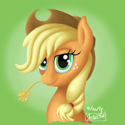 Size: 2000x2000 | Tagged: safe, artist:jorichi, applejack, g4, bust, female, high res, solo, straw