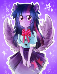 Size: 1200x1562 | Tagged: safe, artist:nadi-chan, twilight sparkle, human, equestria girls, g4, clothes, cute, eared humanization, female, humanized, ponied up, pony coloring, skirt, solo, twiabetes, twilight sparkle (alicorn), winged humanization